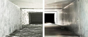 Before and after Air Duct Cleaning by MES Qatar.